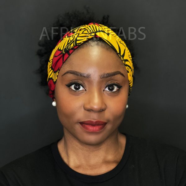 Haarband   Stirnband   Kopfband in Afrikanischer Print - Dunkelgelb wedding flower VLISCO Mode – Bild 2