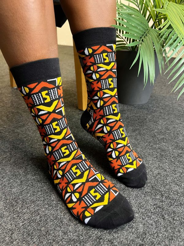 Afrikanische Socken   Afro-Socken - Bogolan Braun Jetzt online – Bild 2
