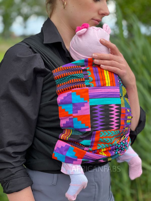 Babytragetuch mit afrikanischem Print   Baby sling   Tragetuch - Lila   Rosa Kente Angebot – Bild 3
