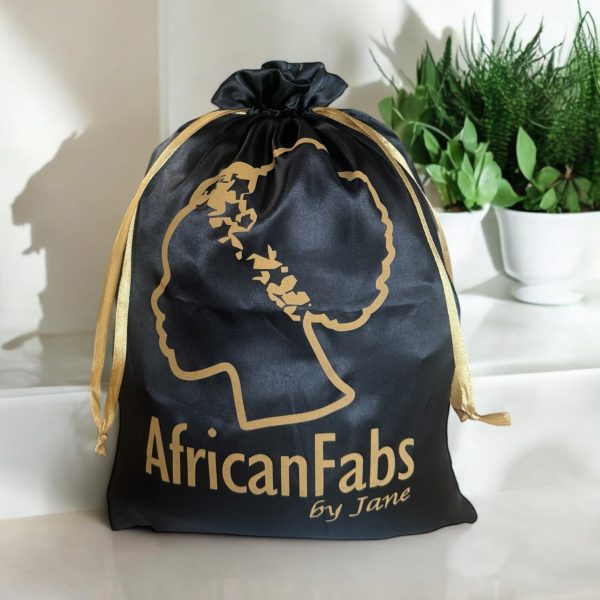 AfricanFabs Große Luxus-Satin-Tasche - Geschenktasche   Reiseetui - Schwarz Rabatt