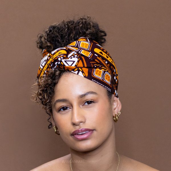 Afrikanisches Kopftuch   headwrap - Braune Muster Bogolan Angebot