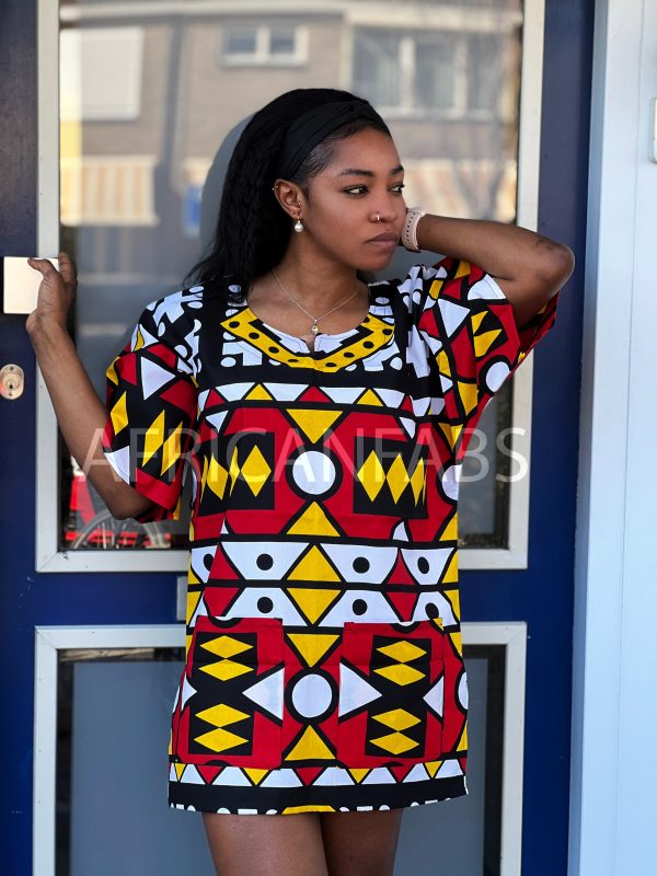 Dashiki Shirt   Dashiki Kleid - Rot Samakaka - Afrikanisches Top - Unisex Im Angebot