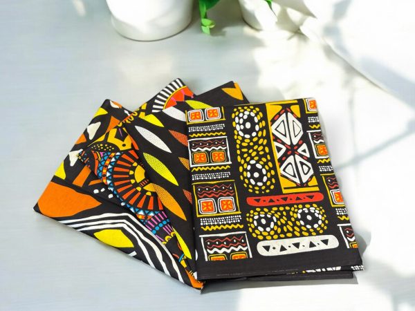 4 Fat Quarters - Schwarz Patchworkstoffe   Quiltingstoffe - Afrikanischer Stoff Jetzt online