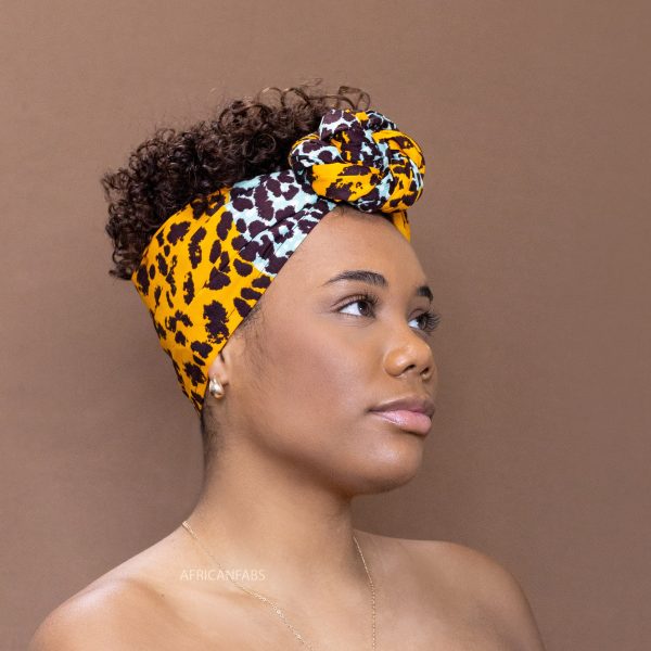 Afrikanisches Kopftuch   headwrap - Panter orange   türkis Schn?ppchen – Bild 2
