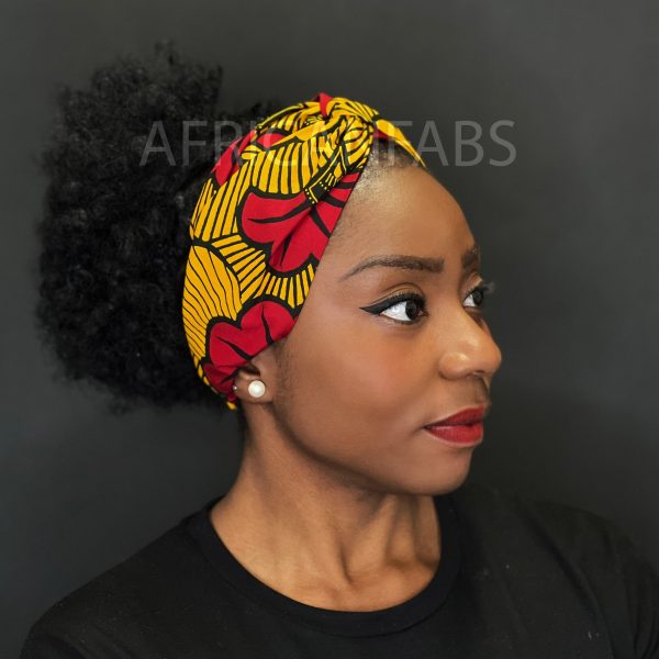 Haarband   Stirnband   Kopfband in Afrikanischer Print - Dunkelgelb wedding flower VLISCO Mode