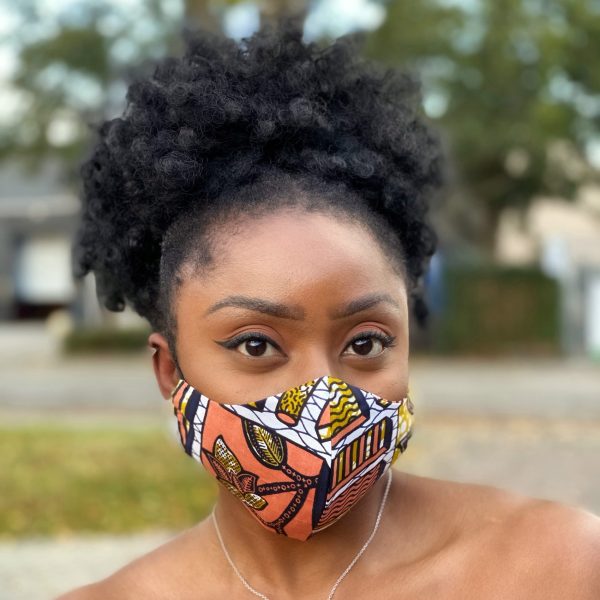 African print Mouth mask   Face mask made of cotton (Premium model) Unisex - Peach plaid Rabatt – Bild 2