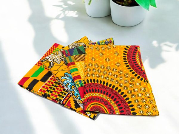 4 Fat Quarters - Orange 1 Patchworkstoffe   Quiltingstoffe - Afrikanischer Stoff Angebot