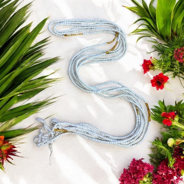 Waist Beads   Afrikanische Taillenkette - Tiosa - Weiß   Gold (Traditionelle nicht elastische Schnur) Angebot – Bild 2