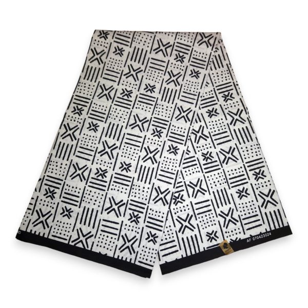 Afrikanischer Weiss X Bogolan Print Stoff - Traditionell aus Mali 100% Baumwolle Online-Schn?ppchen