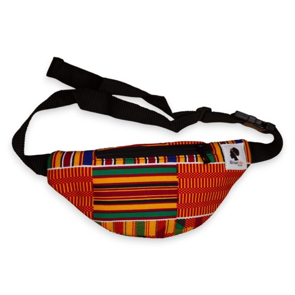 Bauchtasche mit afrikanischem Print Gürteltasche   Fanny pack   Hüfttasche   Bumbag - Orange   gelber Kente - mit verstellbarem Gurt Verkauf – Bild 2