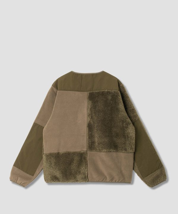 Patchwork Fleece Cardigain Olive Zu verkaufen – Bild 5