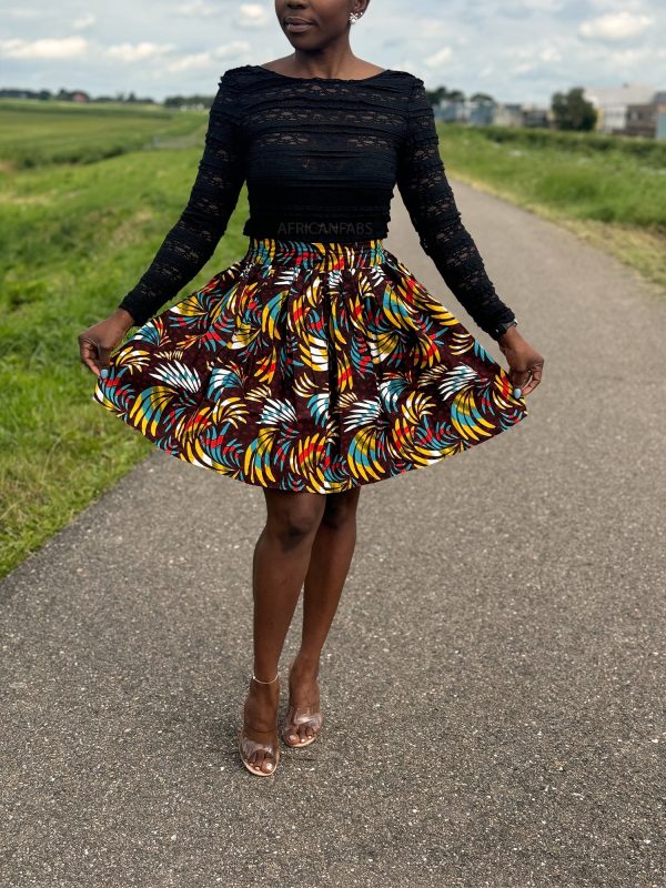 Afrikanischer Print Minirock - Multicolor Feathers  Zu verkaufen – Bild 3