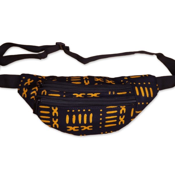 Bauchtasche mit afrikanischem Print Gürteltasche   Fanny pack   Hüfttasche   Bumbag - Schwarz   Gelb bogolan - mit verstellbarem Gurt Im Angebot