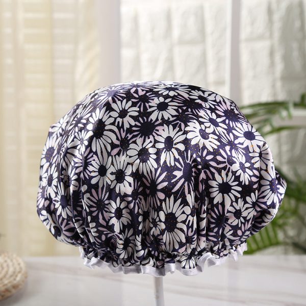 Große Duschhaube   Shower cap   Douchecap für volles Haar   Locken   Afro - Weiss flowers Online-Verkauf