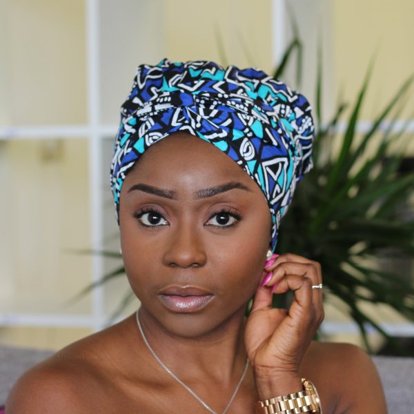 Easy headwrap   einfaches Kopftuch - Satinfutter - Blau   türkis Ame Online – Bild 2