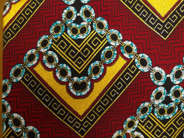 Afrikanischer Stoff - Exklusiv Verschönerte Glitzereffekte 100% Baumwolle - KT-3119
 Gold Kastanienrot Zu verkaufen – Bild 2