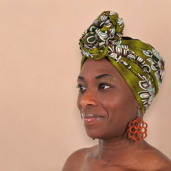 Afrikanisches Kopftuch   headwrap - Grün flower Angebot – Bild 2
