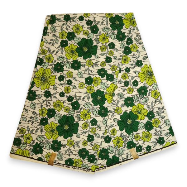 Afrikanischer Stoff - Grün Small Flowers - 100% Baumwolle Schn?ppchen