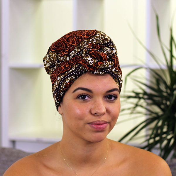 Easy headwrap   einfaches Kopftuch - Satinfutter - Braun Classic Schn?ppchen