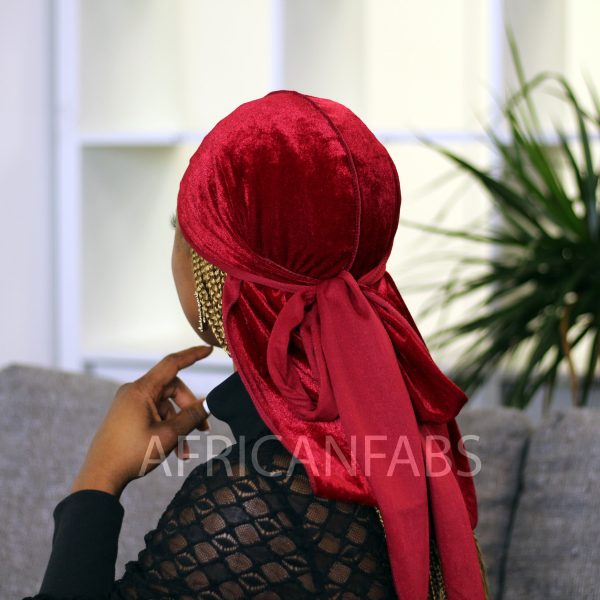 Samt Durag   Velvet Du-rag   Bandana - Unisex - Dunkelrot Online – Bild 2