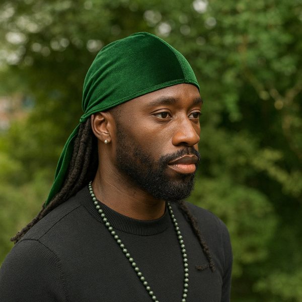 Samt Durag   Velvet Du-rag   Bandana - Unisex - Moosgrün Online-Schn?ppchen
