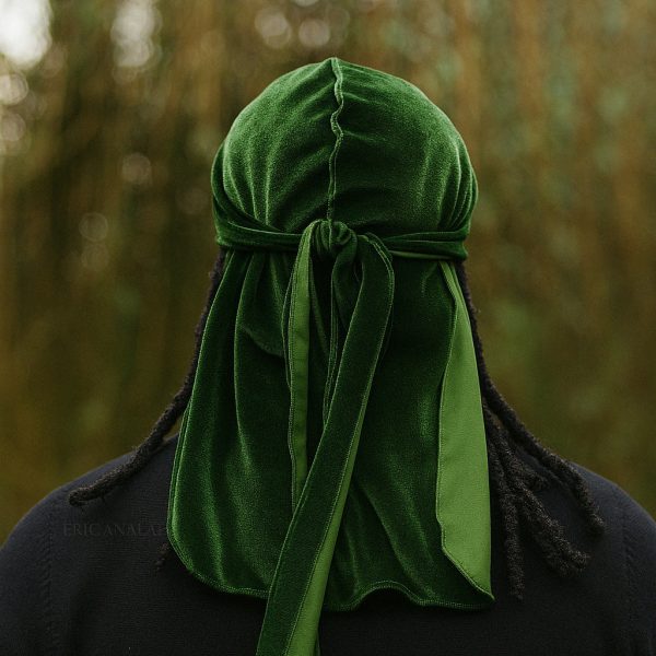 Samt Durag   Velvet Du-rag   Bandana - Unisex - Moosgrün Online-Schn?ppchen – Bild 2