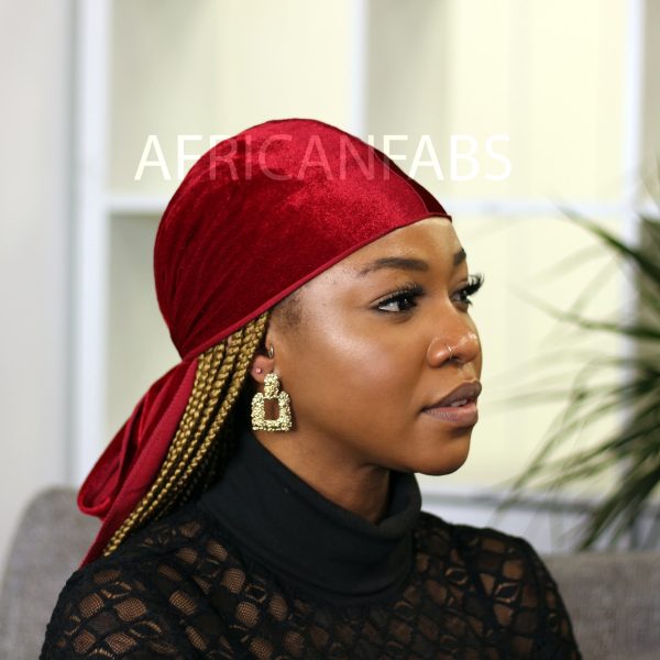 Samt Durag   Velvet Du-rag   Bandana - Unisex - Dunkelrot Online